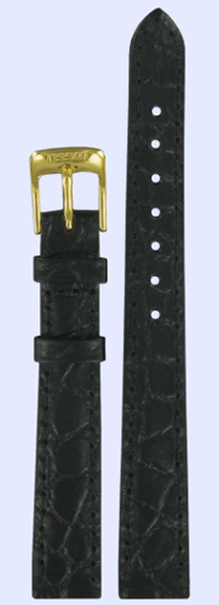 Pulseira de Couro Preta com Fivela em Aço Dourada Tissot - T600021380